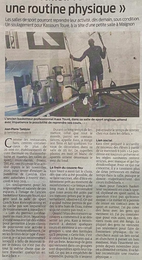 Réouverture salle de Sport Anglet Coach Kass